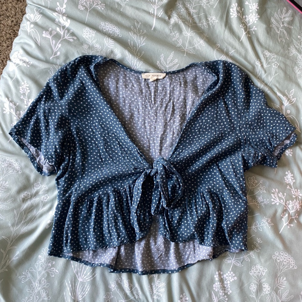 LA Hearts Tie-Front Blouse